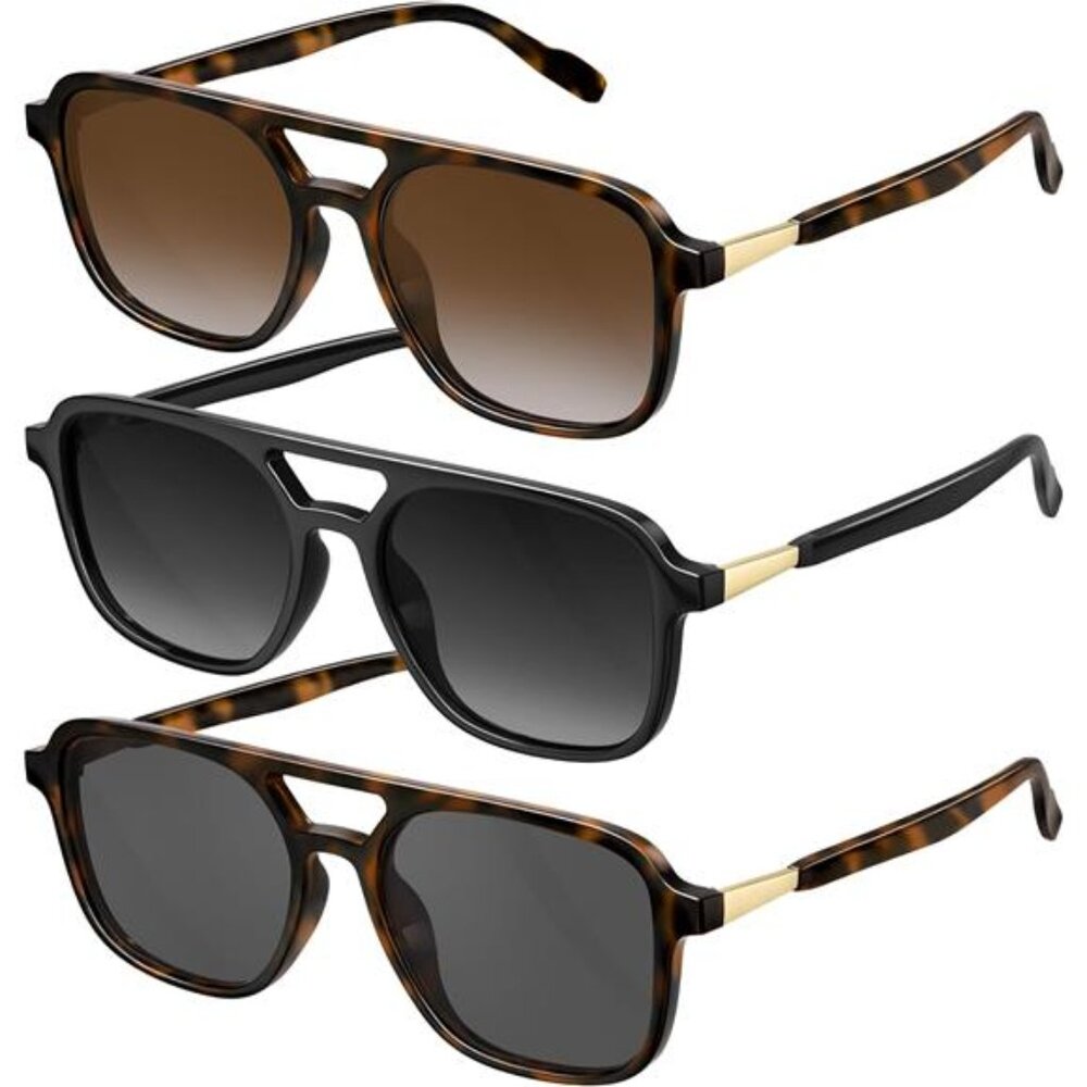 Retro Aviator Sunglasses for Women Men:Polarized Trendy Vintage 70s 3 Pack